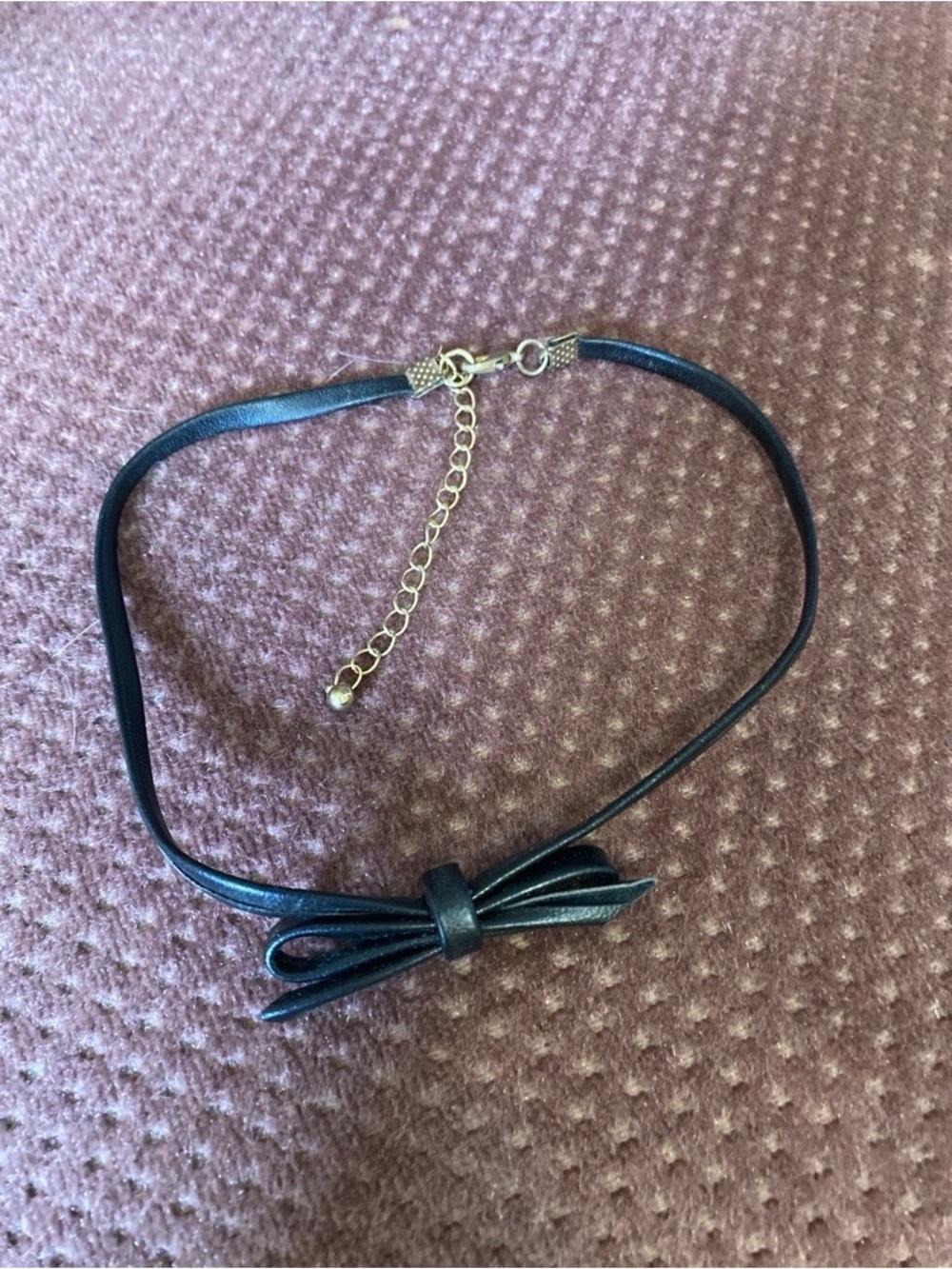 JustFab Black Leather Bow tie Choker Necklace